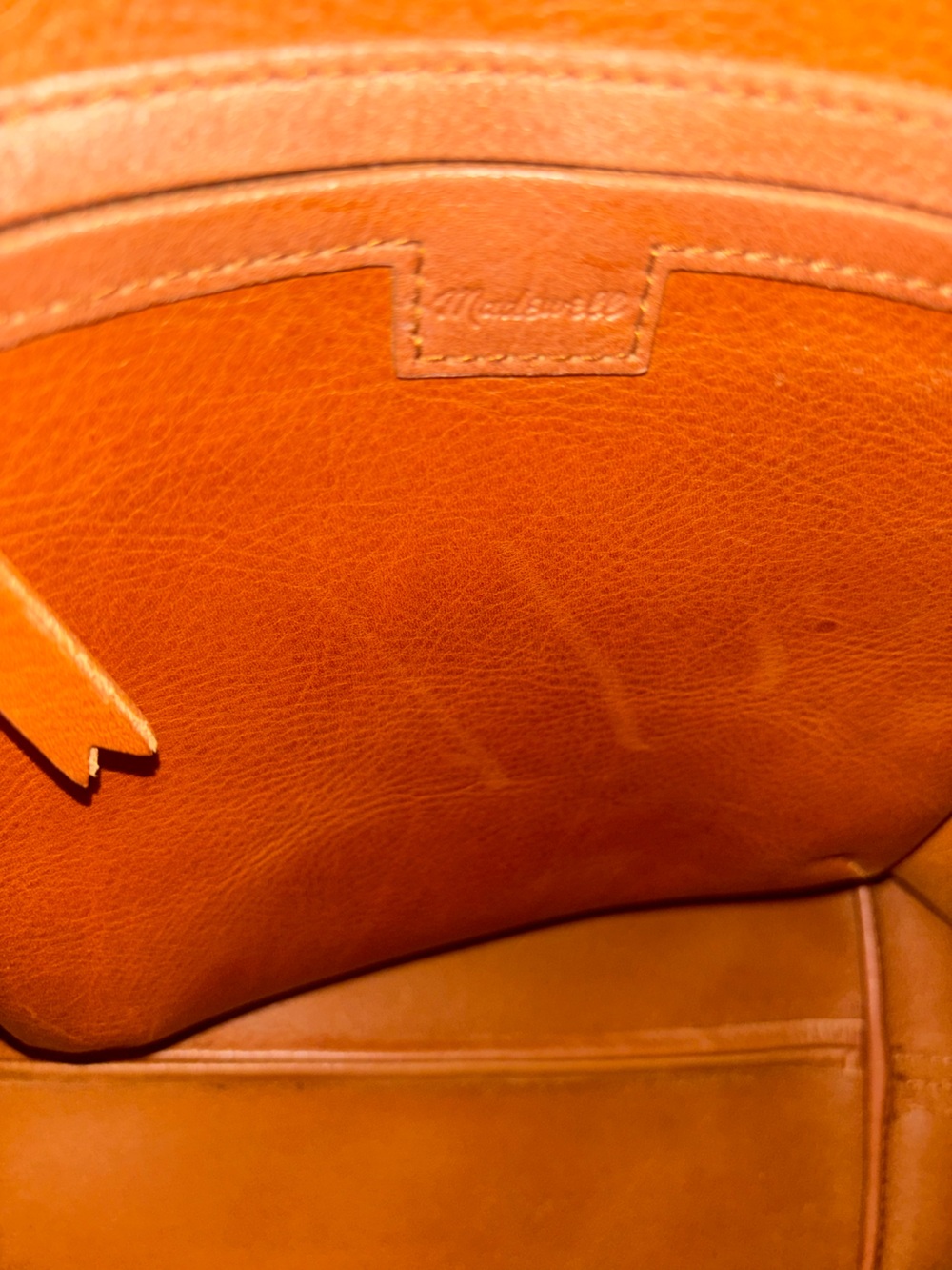 Madewell Medium Transport Tote English Saddle Brown Leather Crossbody Bucket Bag - Picture 9 of 11
